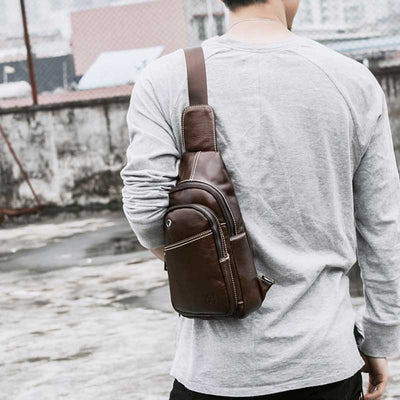 Large Capacity Genuine Leather Sling Bag