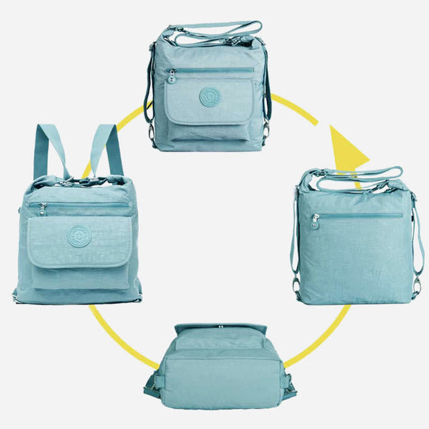 Multifunction Nylon Backpack Lightweight Waterproof Crossbody Bag Handbag Purse