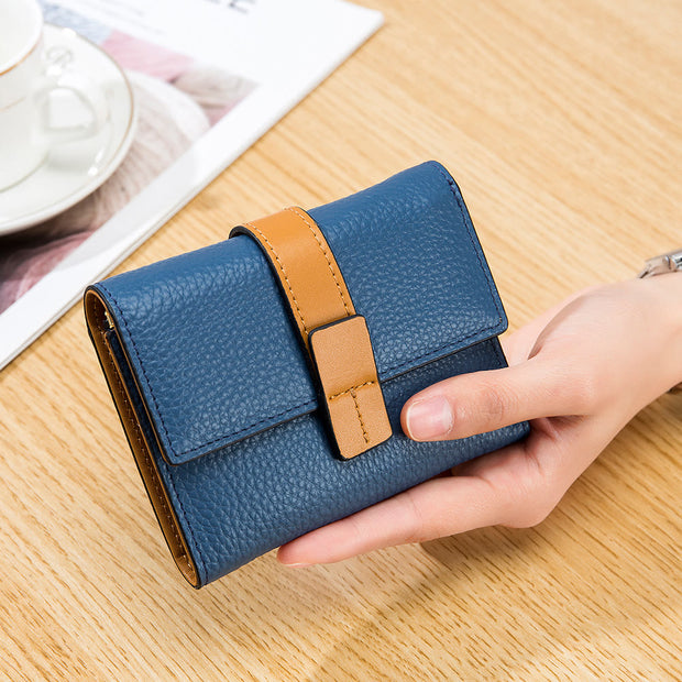 Short Wallet For Business Genuine Leather Envelope Pattern Clip Purse