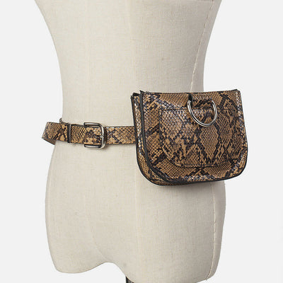 Mini Waist Bag For Women Snakeskin Grain Leather Belt Bag