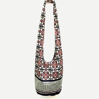 Shoulder Bag for Women Printing Flower Daily Cotton Crossbody Bag