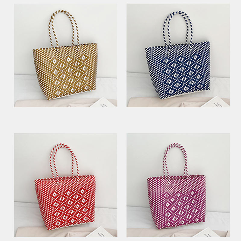 Large Capacity Woven Handbag Handmade Weaving Tote Bag for Beach Shopping