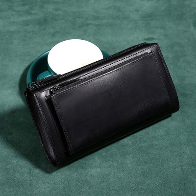 Large Capacity Leather Men Clutch Purse Bag Long Wallet Cellphone Bag