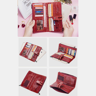 Wallets for Women Genuine Leather Cellphone Case Long Slim Credit Card Holder