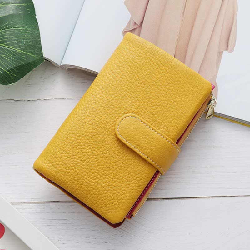 Multi-Slot Real Leather Wallet for Women RFID Blocking Bifold Compact Wallet