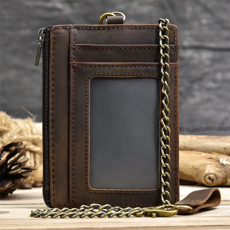 Multifunctional Wallet With Chain Protect For Men Leather Card Bag