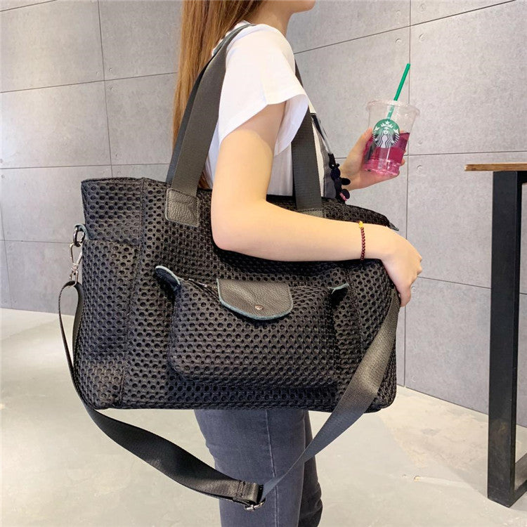 Black Tote For Weekender Lightweight Mesh Travel Shoulder Bag