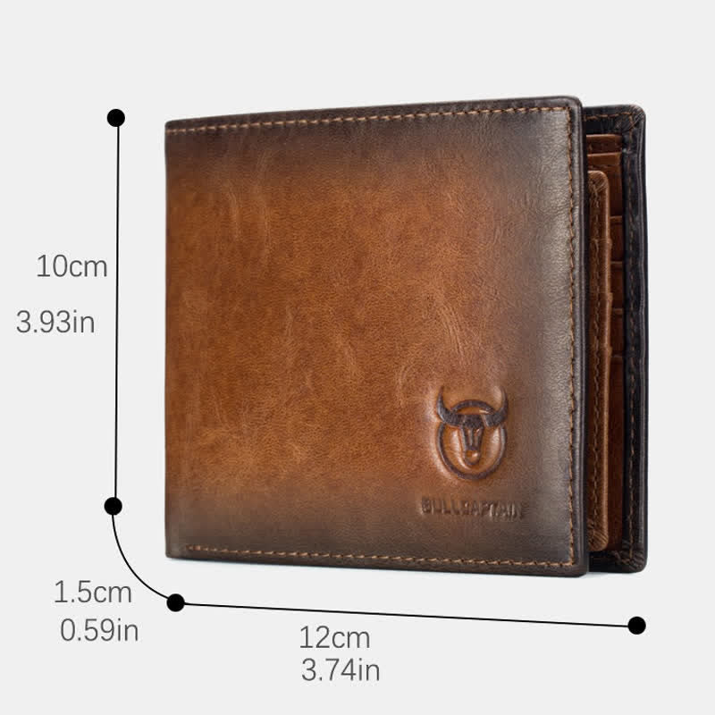 Genuine Leather RFID Multi-Slot Gradient Short Wallet