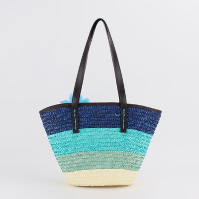 Summer Flower Straw Woven Beach Bag Travel Tote Bag