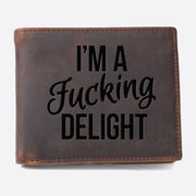 I'm A F**king Delight Engrave Wallet For Men RFID Purse