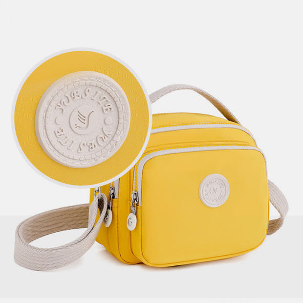 Triple Zip Small Handbag for Women Lightweight Waterproof Crossbody Shoulder Bag