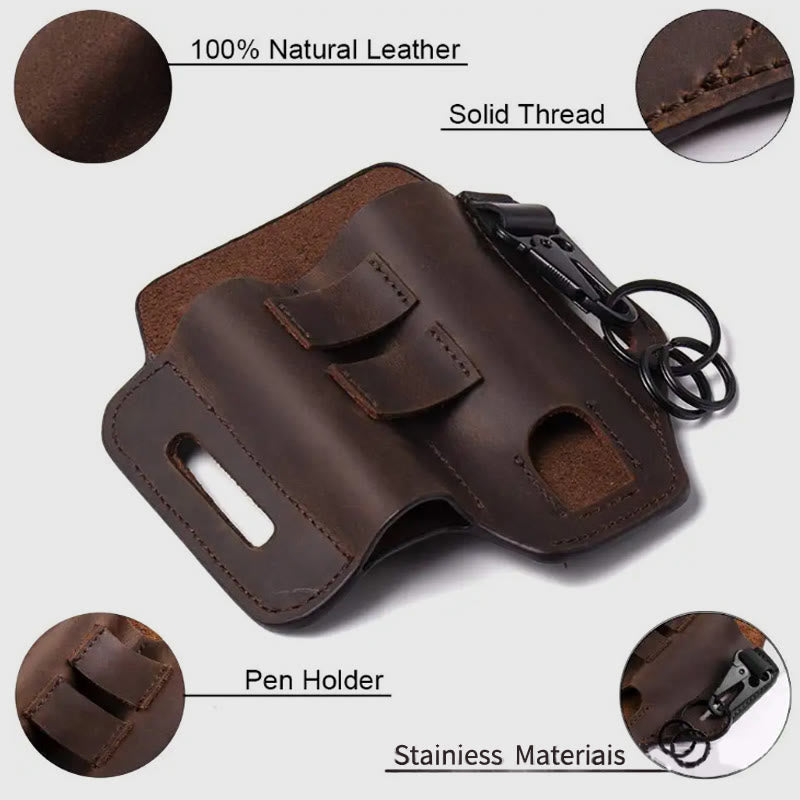 Mens Tools Tactical Bag Outdoor Portable Leather Waist Bag