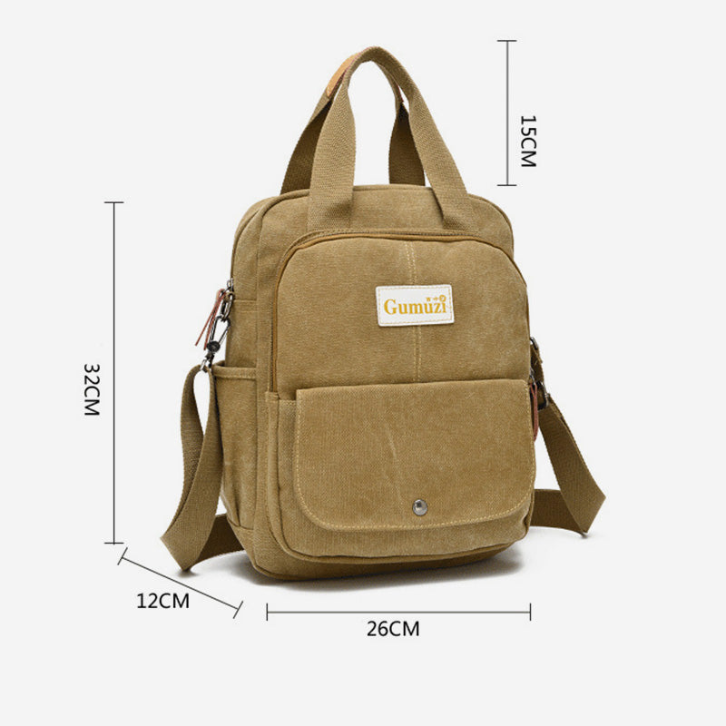 3-Way Use Multi-Pocket Canvas Backpack