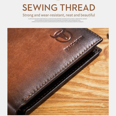 Genuine Leather RFID Multi-Slot Gradient Short Wallet