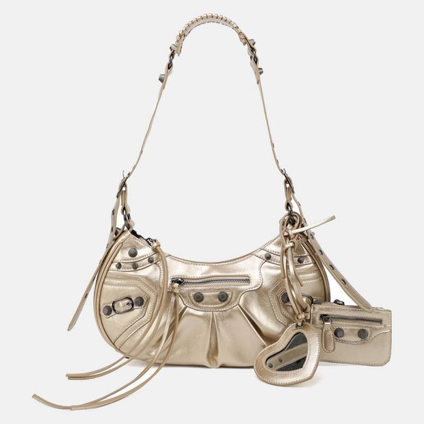 Vintage Women's Small Shoulder Purses Elegant Handbags with Zipper Closure