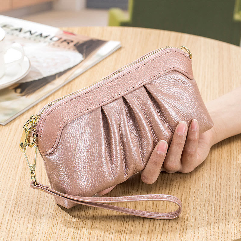 Genuine Leather Clutch Wallet for Women Wrist Bag Crossbody Bag