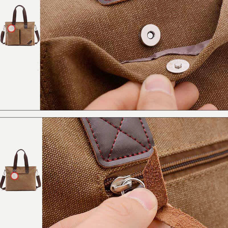 Canvas Shoulder Bag for Women Men Retro Casual Handbags Work Tote