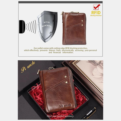 Genuine Leather RFID Multi-Slot Mini Wallet