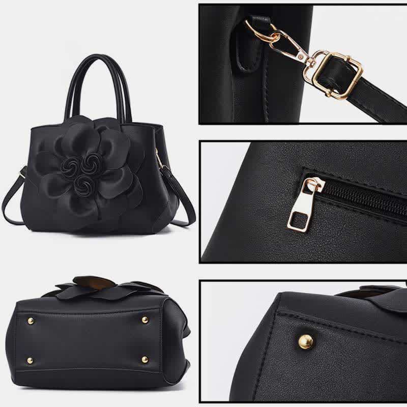 Women's Floral Elegant Shoulder Bag Vegan Leather Handbag Satchel Purses