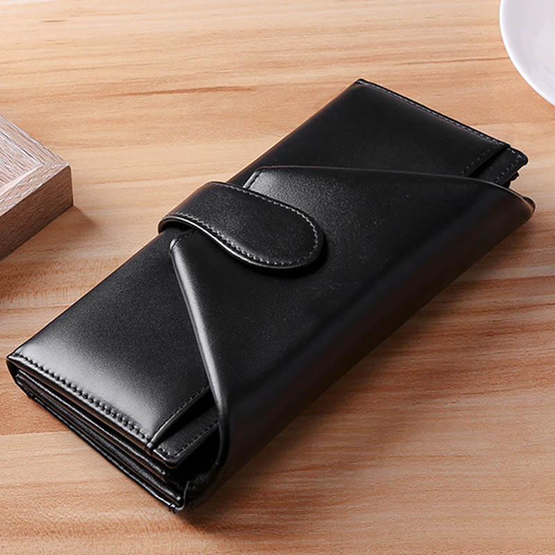 Retro Multi-Slot Genuine Leather Long Purse