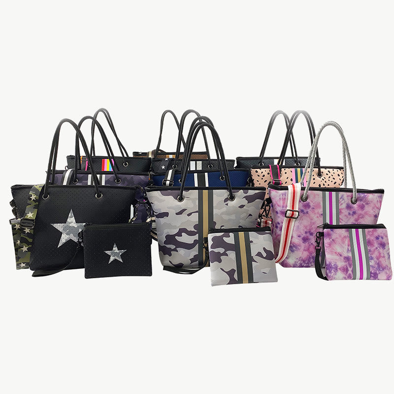 Tote Bag Set For Commuter Detachable Wide Strap Shoulder Purse