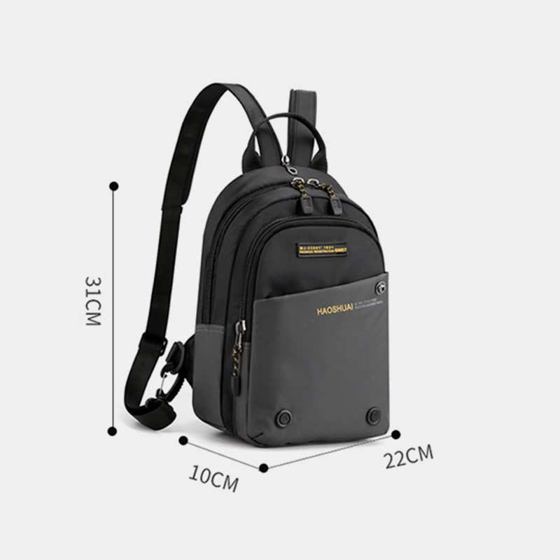 Sling Bag for Men Casual Waterproof Adjustable Zipper Straps Backpack