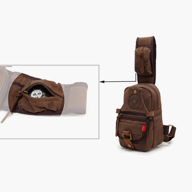 Sling Bag Wide Strap Portable Leisure Canvas Daypack