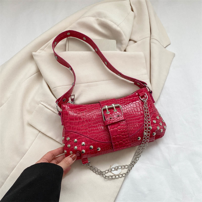 Crossbody Bag For Women Crocodile Pattern Retro Punk Party Bag