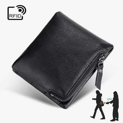 Wallet For Men Genuine Leather RFID Antimagnetic Change Coin Clip