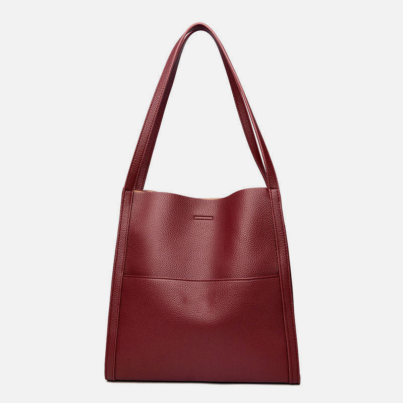 Women Minimalist Tote Classic Genuine Leather Large Underarm Bag