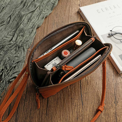 Multi-pocket Purses for Women Retro Leather Mini Crossbody Bag Clutch