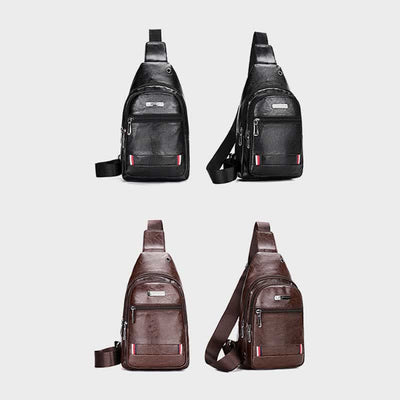 Leather Sling Bag for Men Outdoor Travel Chest Pack Daypack Backpack