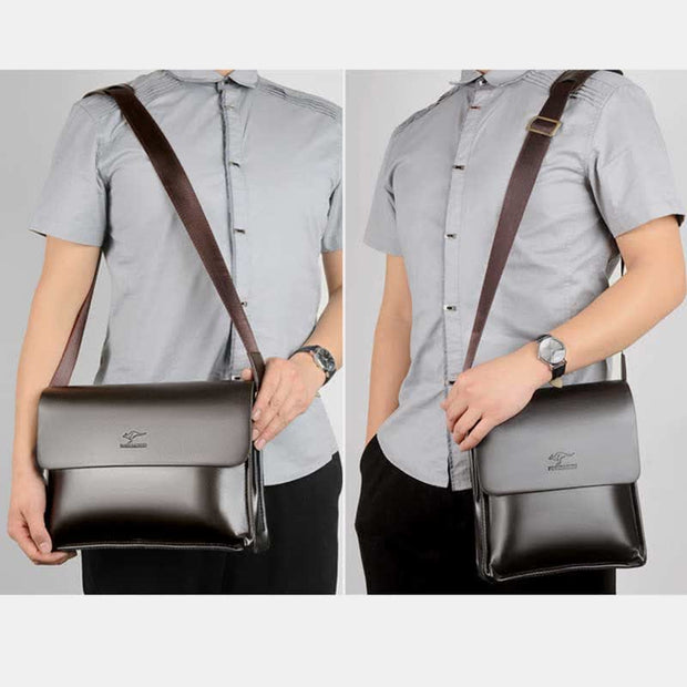 Men's Leather Crossbody Bag Messenger Bag Travel Work Business Satchel