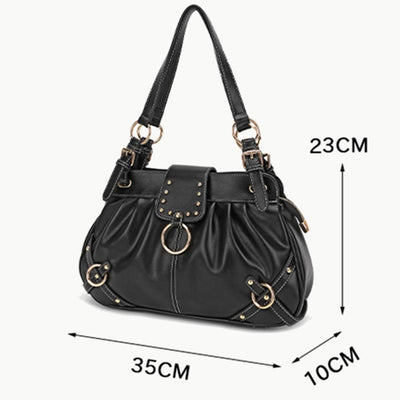 Multifunctional Pleated Tote Women Classic Plain Color Underarm Purse