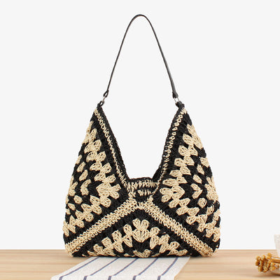 Straw Shoulder Bag For Women Hollow Out Holiday Beach Bag