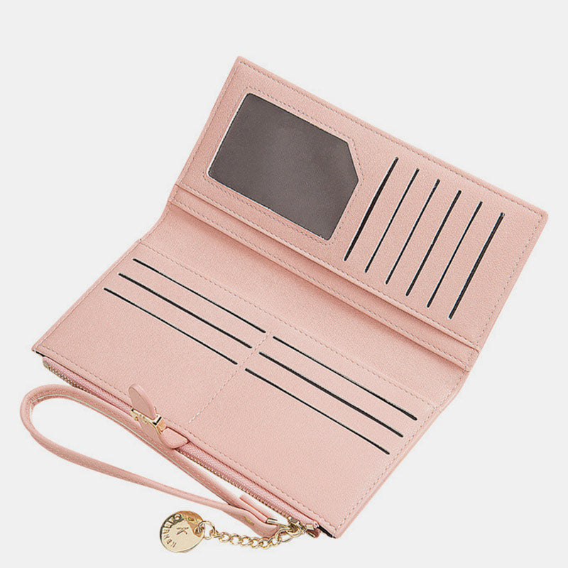 Multi-slot Solid Retro Purse With Wrist Band