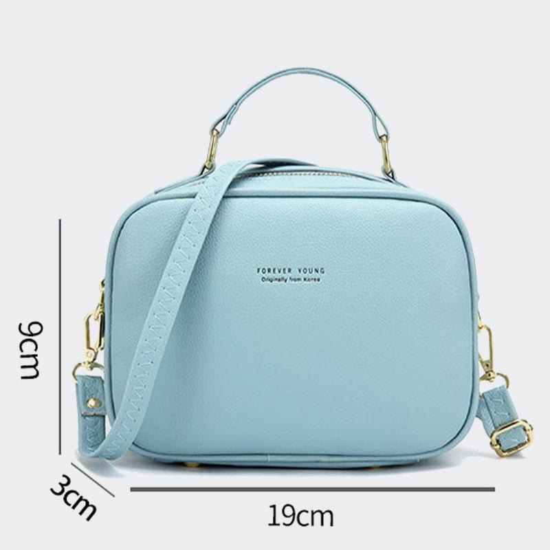 Top-Handle Bag for Women Simple Plain Color PU Leather Crossbody Bag