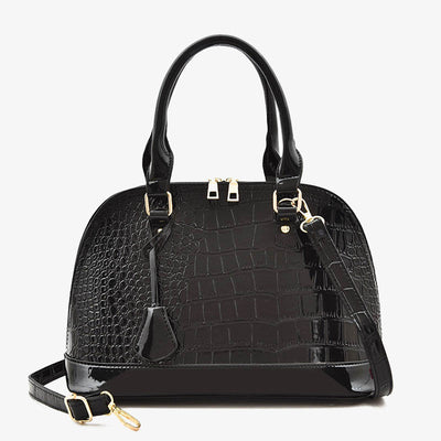 Crocodile Grain Crossbody Bag Stylish Shell Shape Top Handbag