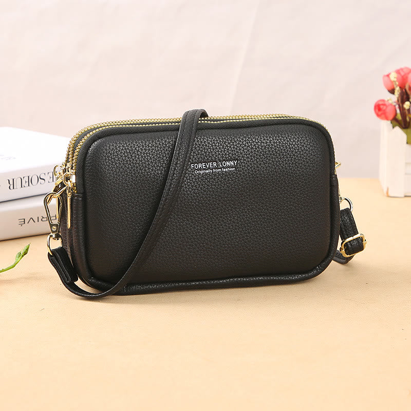 Triple Compartment Phone Bag For Women Large Space Crossbody Bag