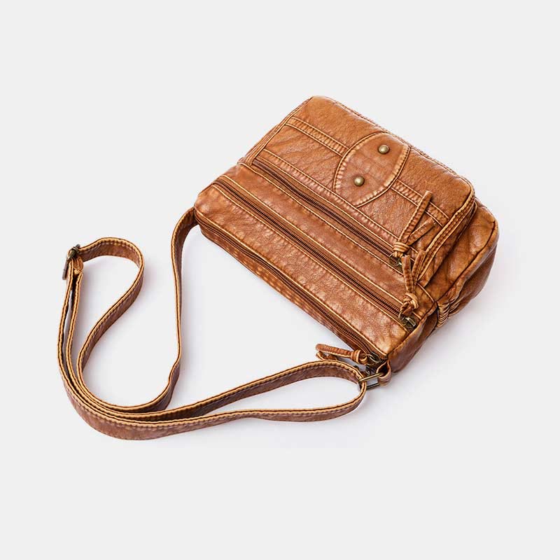 Crossbody Bag for Women Brown Rivet Leather Daily Shoulder Bag