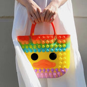 Handbag for Child Cute Duck Colorful Decompress Silicone Beach Bag
