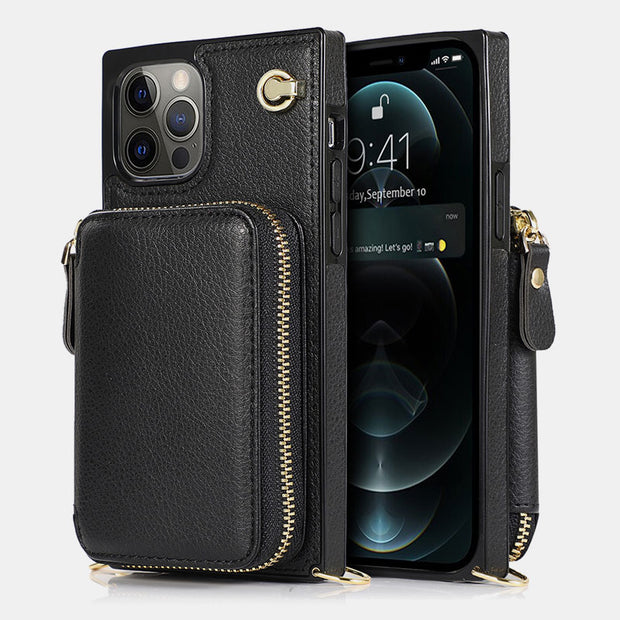 360° Edge Coverage Phone Case Multifunctional Card Holder Crossbody Bag Wallet