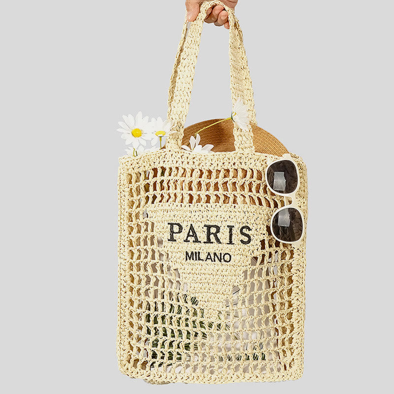 Beach Bag For Women Hollowed Out Large Capacity Straw Bag