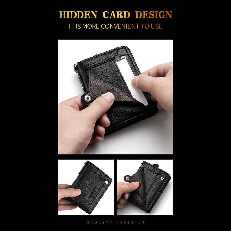 Antitheft Chain Wallet For Men Retro Leather Money Clip