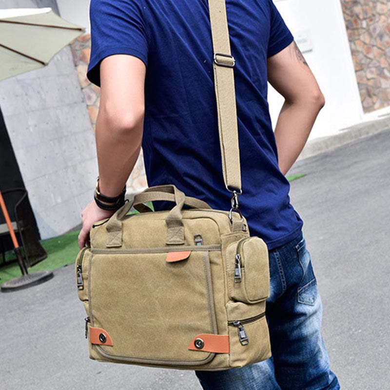 Messenger Bag for Men Casual Canvas Multi-Pocket crossbody bag