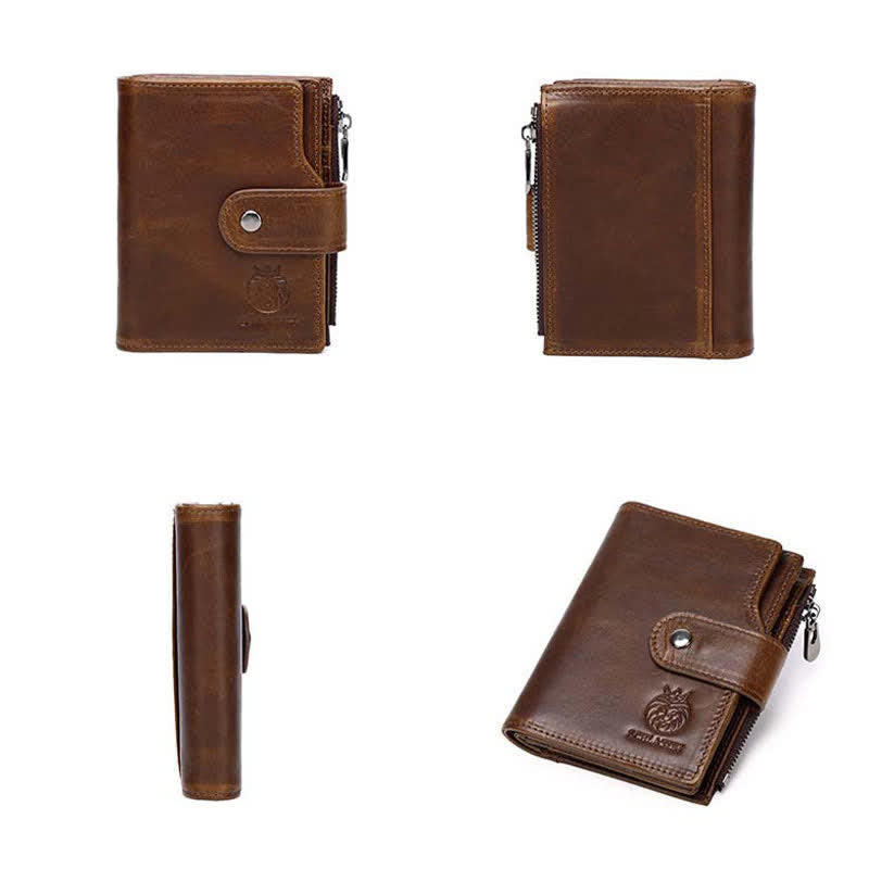 Multi-Slot Genuine Leather Wallet for Men Anti-theft RFID Blocking Card Case