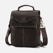 Genuine Leather Messenger Shoulder Bag for Men Multi-Pocket Small Handbag