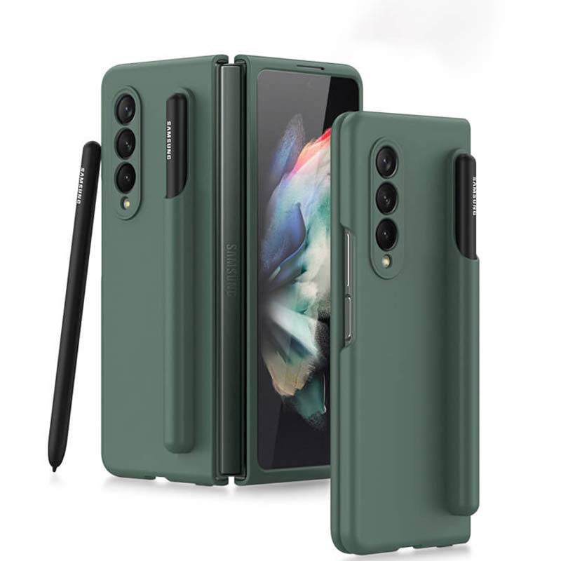 Samsung Galaxy Z Fold 3 Silicone Phone Case with Removable Pen Holder Corner Protection