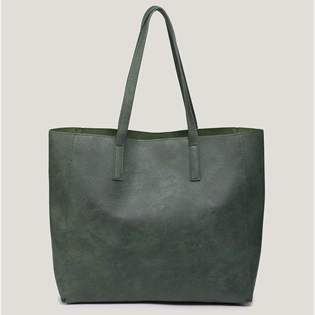 Vintage Soft Leather Tote Shoulder Bag for Women Satchel Handbag