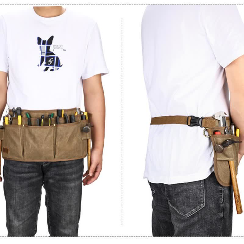 Multi-Slot Tool Belt Pouch Waterproof Canvas Waist Bag for Tool Organization